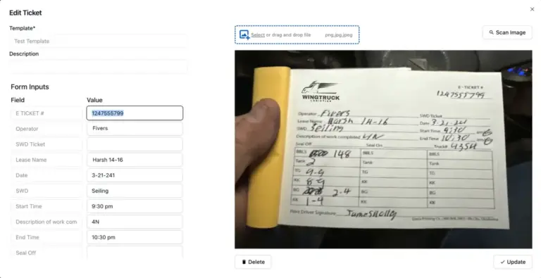 Bison Technologies easy electronic tickets created using OCR from a scanned paper ticket